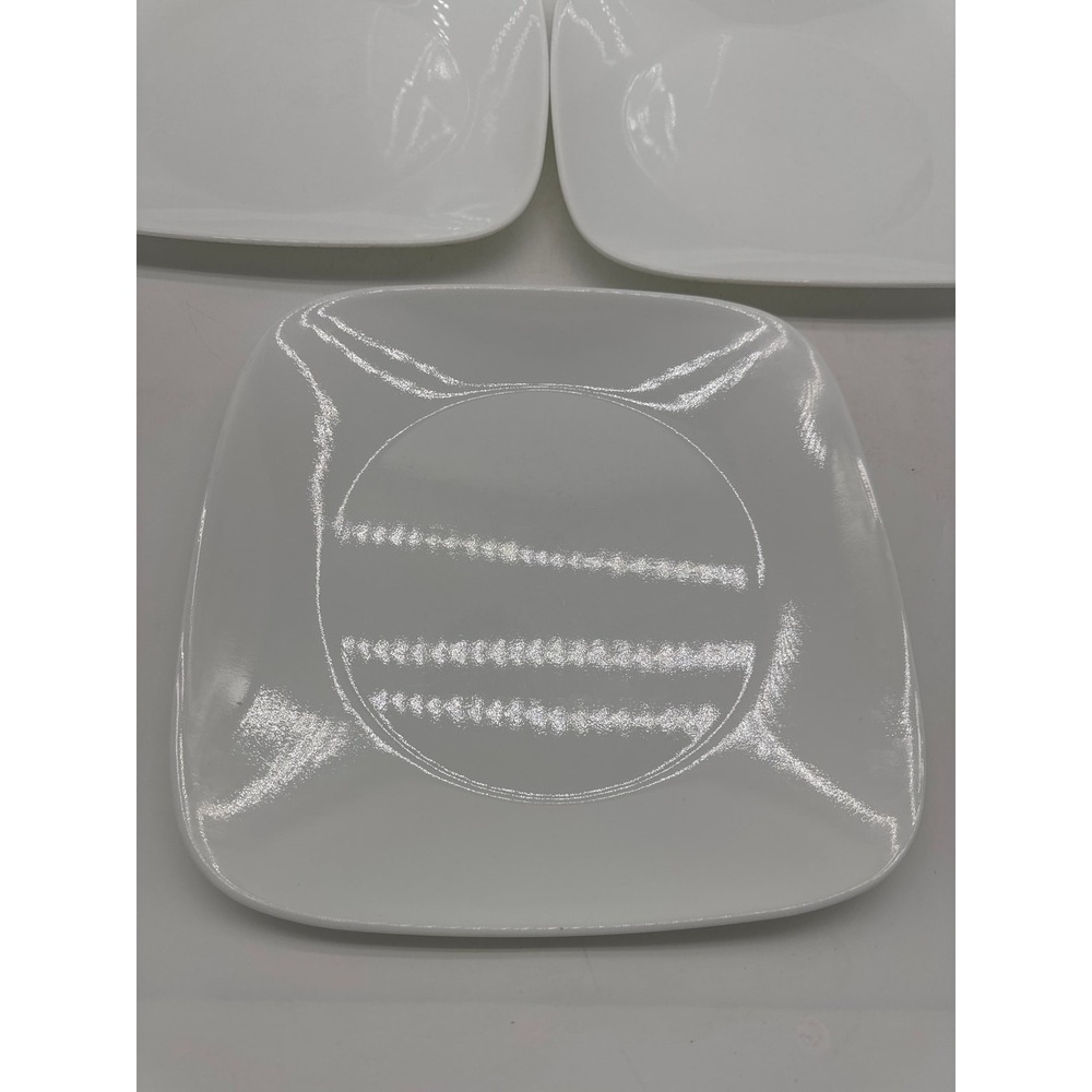 4  Corelle Corning Vitrelle Pure White 10 1/2" Square Dinner Plate Classic Style - Picture 2 of 3